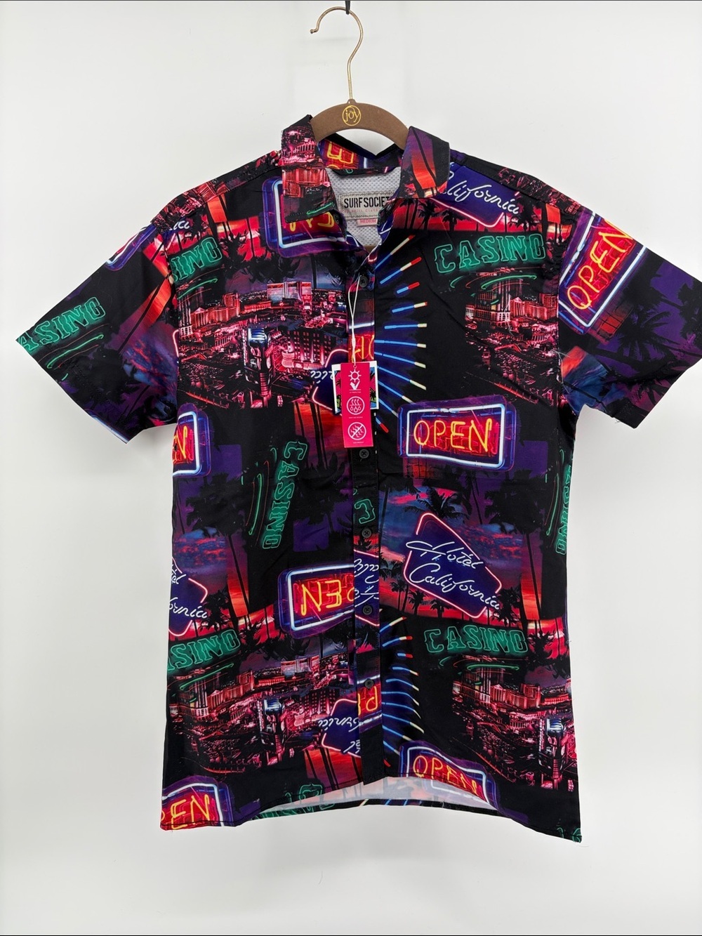 Surf Society by Drill Men’s Neon Casino Hotel California UV Protect Vented M NWT